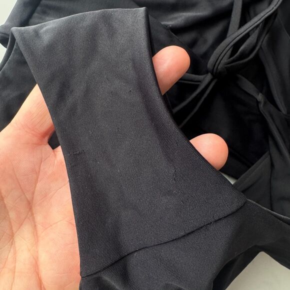 Made in USA BIKYNI brand The Crop (XS) + The String (M) 2pc Bikini Set - Black - Picture 7 of 14